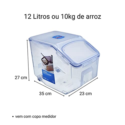 Recipiente Hermético Porta Arroz Cereais e Mantimentos com tampa flip e copo medidor Lock&Lock 12 Li