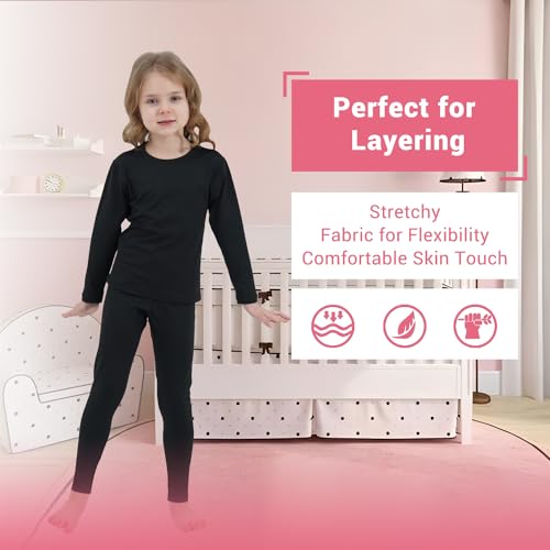PISIQI Girls Thermal Underwear Set Ultra Soft Long Underwear for Kids Fleece Lined Winter Warm Base Layer Kids Long Johns Set4