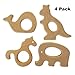 Hombae Wooden Teether Rings Natural Wood Teething Toys for Infant, Wooden Teether Animals for Toddler (Unicorn, Elephant, Whale, Kangaroo, 4Pack)
