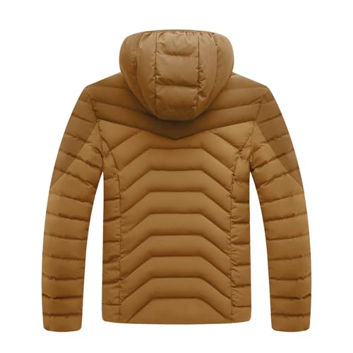 Image of Men's Lightweight Quilted Puffer Jacket with Hood Water-Repellent Windproof Cotton Coat