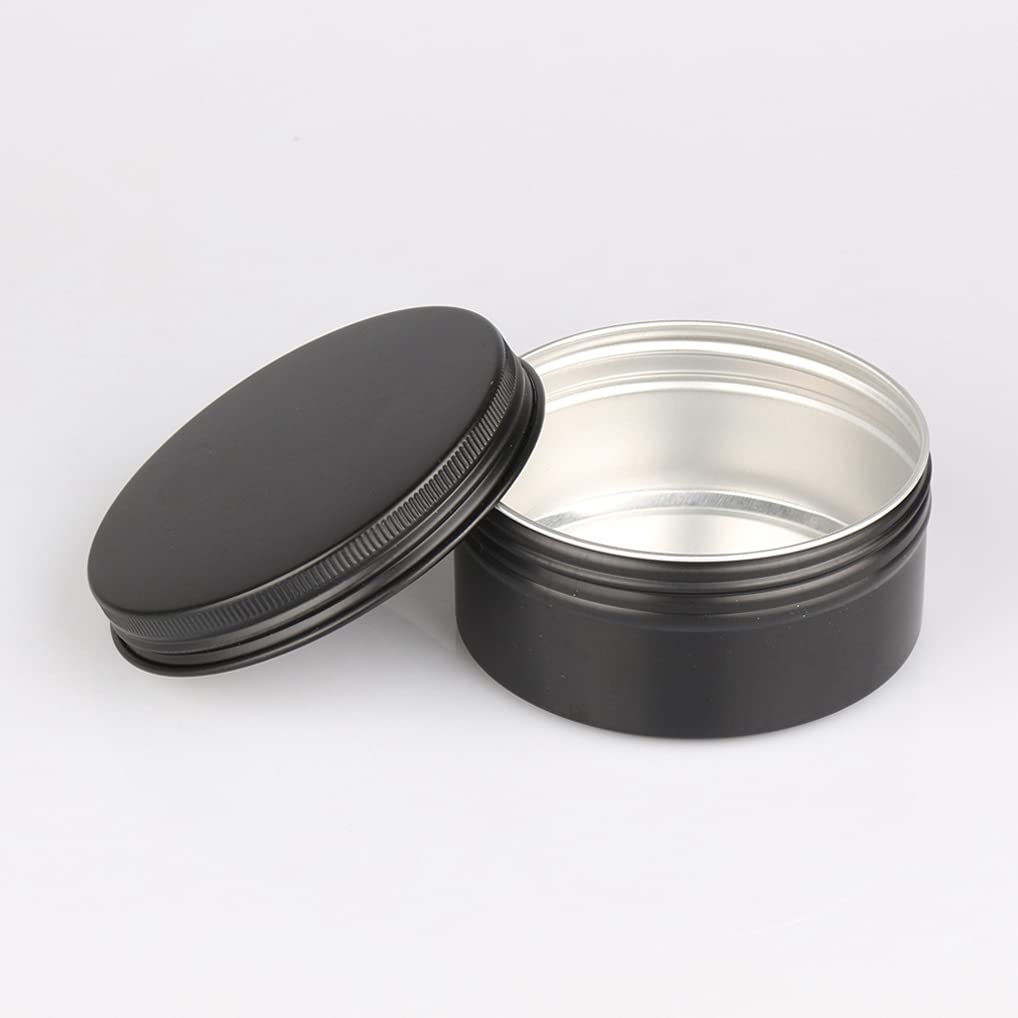 50 Piezas Tarros de Aluminio con Tapa Rosca 150ml, Negro Mate Tarros de Aluminio Vacíos Redondo para Contenedor De Cosméticos Cremas Caja de almacenaje con 5 Espátula y 2 Etiqueta
