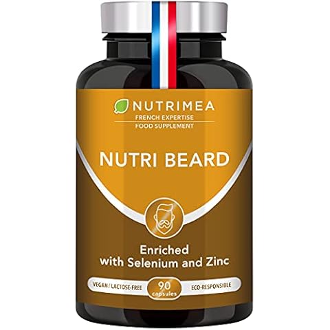 Nutri Beard Growth Supplement - Thicker Facial Hair - Rich in Vitamins, Biotin, Keratin, Cysteine, Zinc and MSM - 90 Capsules - French Expertise Cover