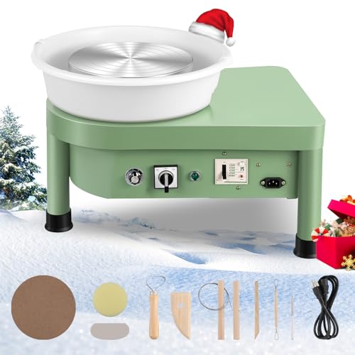Huanyu Pottery Wheel Ceramic Machine 9-13/16" with Manual Switch, Electric Pottery Machine with Detachable Basin for Pottery Studio/Home DIY/Pottery School Christmas Gift (110V for Teenagers)