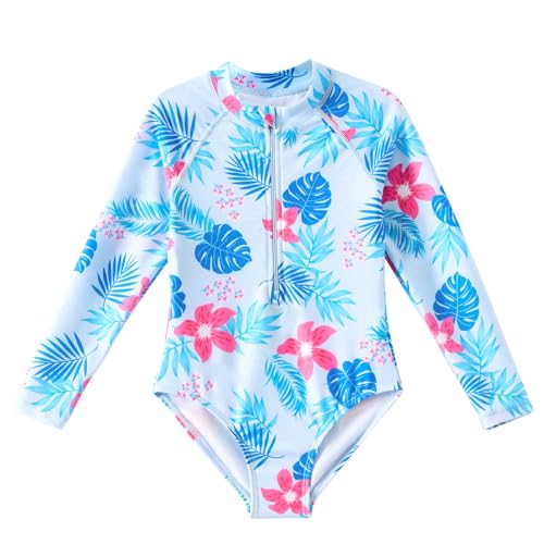 Angel season Girls Long Sleeve Bathing Suit and Rash Guard One Piece Swimsuits Bundle3