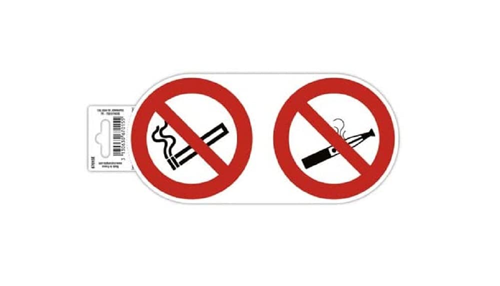 Exacompta - Ref 67015E - Self-Adhesive Company Signage - No Smoking and Vaping Sign - 10cm in Size - Essential Signage for Company, Business & Commercial Needs