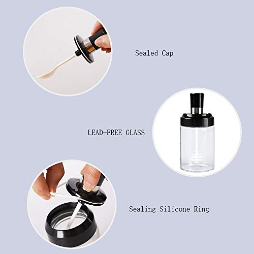 image for LOYUYU Kitchen Glass Spice Jars Seasonning Box Set of 4, Condiment Pot