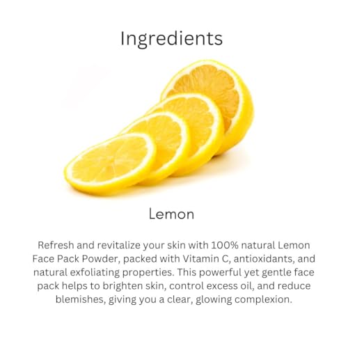 Image of Khadi Lemon Face Pack Powder 100g | For Pigmentation, Dark Sports & Breakouts | Rich in Vitamin C | Skin Brightening | Natural & Ayurvedic | Removes Impurities | Face Pack for Men & Women