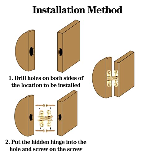 Helweet Modern Zinc Plated Invisible Hinges, 180° Cross Hinges, 4 Pack, Yellow, Pack of 4 - Image 4