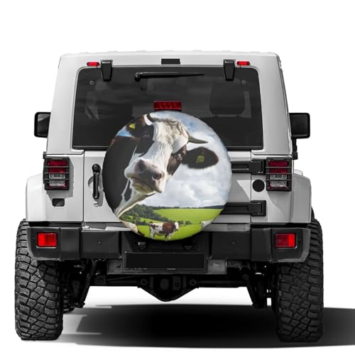 Image of Delerain Cow Spare Tire Covers Waterproof Dust-Proof Spare Wheel Cover Universal Fit for Trailer, RV, SUV, Truck and Many Vehicle (17 Inch for Diameter 31 inch-33 inch)