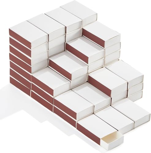 Blank Match Containers DIY Match Books Storage Boxes with Double-Sided Striker Bulk Party Favor Holders for Weddings Bridal Showers Baby Showers Birthdays Events Crafts Projects (60PCS White)
