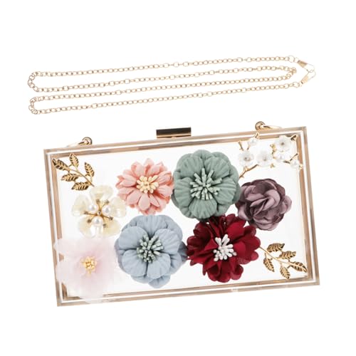 Petit Paquet Carré pour Femme transparent | Pochette Fleurie de Soirée
