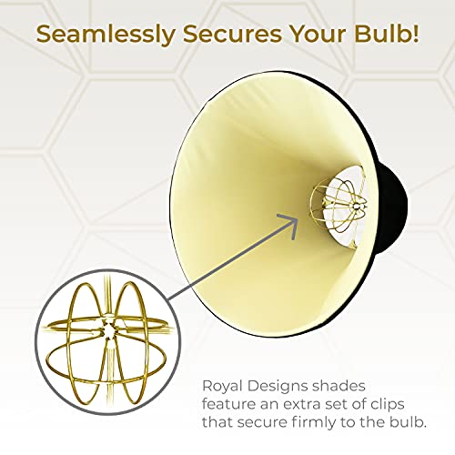 Image of Royal Designs, Inc. BSO-704RC-8BLK /GL-2 True Bell Basic Lamp Shade with Round Clip, 4 x 8 x 7.25, Black with Gold, 2-Pack