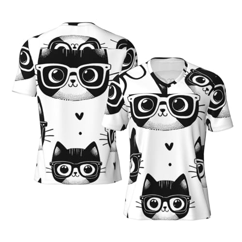 Stylish Athletic Sports Jersey Hipster-Cats Men's Rugby Jersey X-Large Black