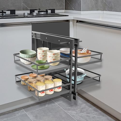 NEATOOM 4-Compartment Blind Corner Cabinet Organizer, Heavy Duty Pull Out Kitchen Cabinet Organizer Shelf, Left & Right Open Compatible, Fits 16