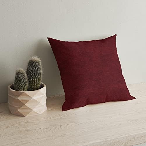 Encasa Homes Chenille Cushion Covers 2 pcs Set - Maroon - 40 x 40 cm Textured Solid Colour, Soft & Smooth, Square Accent Decorative Cushion for Couch, Sofa, Chair, Bed & Floor