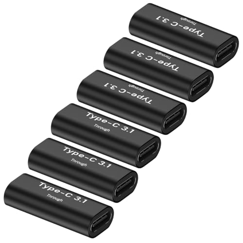 rgzhihuifz Type-C Female to Type-C Female Adapter, Converter, Support Data Synchronization and Charging, Suitable for Mobile Phones, Computers, Notebook Computers,6-Pack