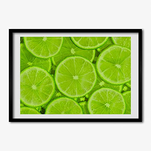 Peinture citrons verts Tulup 70x50 avec cadre en bois pour une déco de cuisine moderne