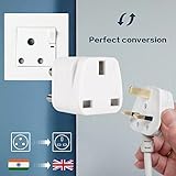 2-Pack UK to India Plug Adapter, VSEER India Power Converter Grounded Universal Travel Adapter 3 Pin India International Type D Plug (White) - Image 3