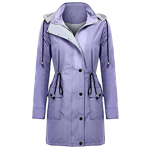 Overdose Soldes Veste à Capuche Imperméable Femme Automne Hiver Manteau Long Chaud Coupe-Vent à Manches Longues Camping Raincoat Cover