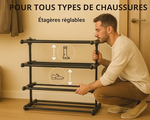 Support à chaussures extensible en métal compact pour optimiser les petits appartements - 6