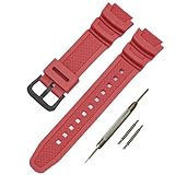 カシオ用 G-SHOCK AQ-S810W/S800W SGW-300H/400H W-216H/W-735H 用 バンド 交換バンド ベルト シリコン製 ストラップ 交換用ベルト スポーツ 耐衝撃 防汗 (Red/Black Buckle)