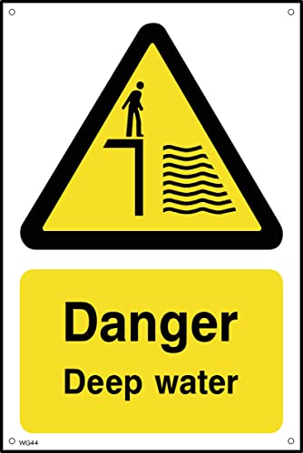 Danger Deep Water - 400mm x 600mm - 1.2mm Rigid Plastic Drilled Sign (WG44)