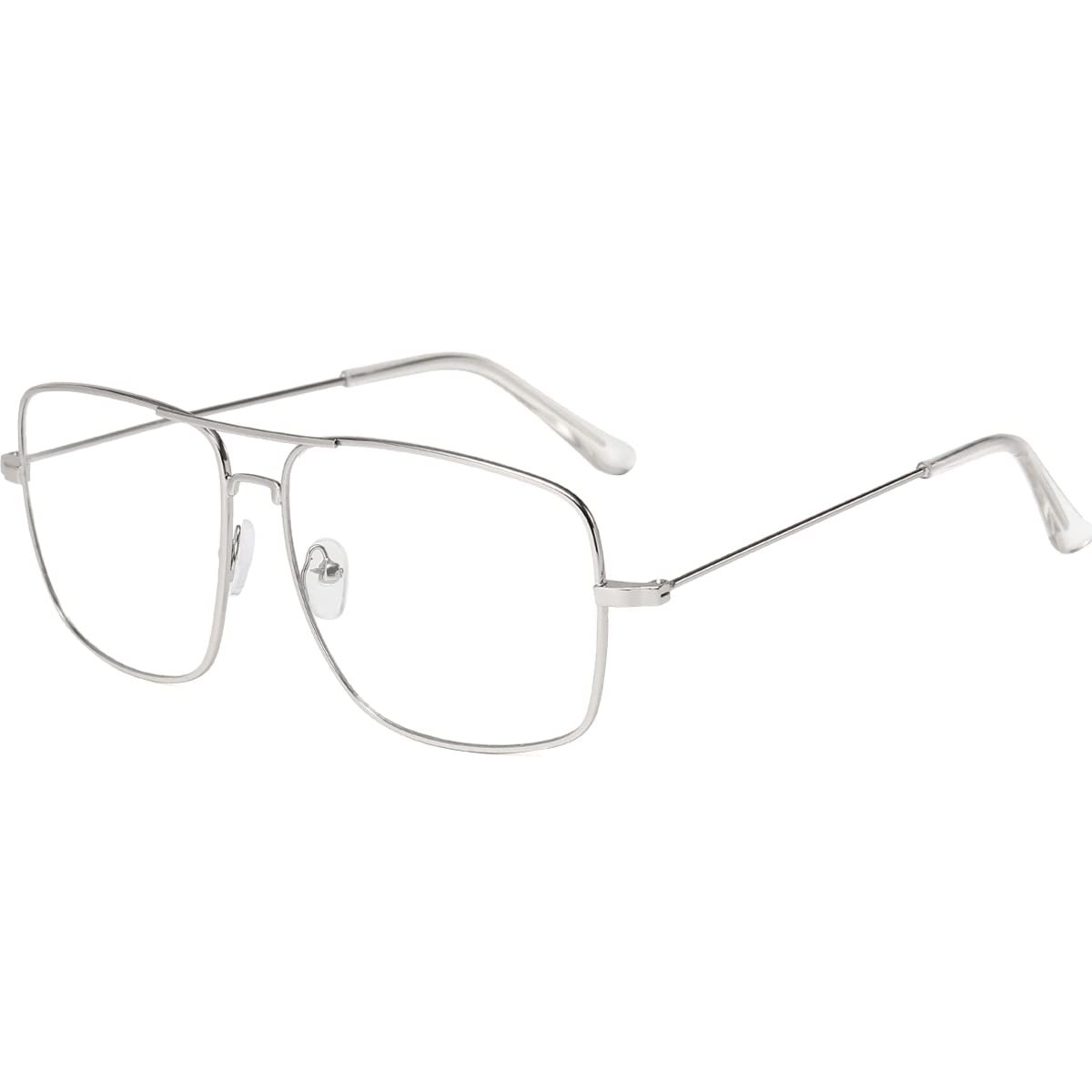 D LolyladNon Prescription Glasses - Classic Square Clear Lens Metal Frame for Men Women