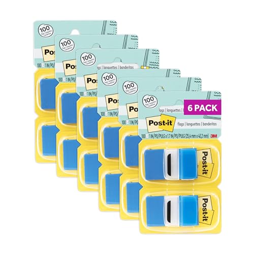 Post-it Flags, 1 x 1.7 in, Blue, 12 Dispensers, 50 Flags/Dispenser - image 1