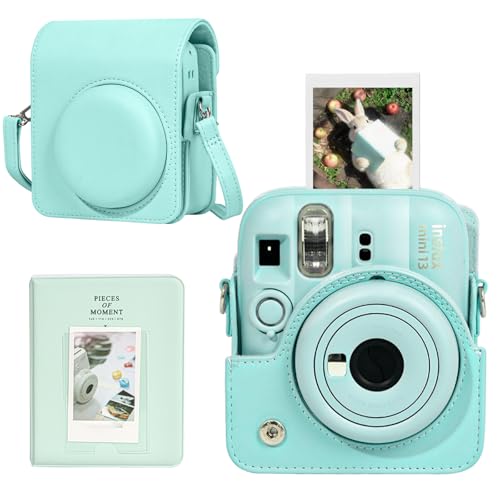 Funda cámara Fujifilm Instax Mini 13 verde con álbum miniatura 1