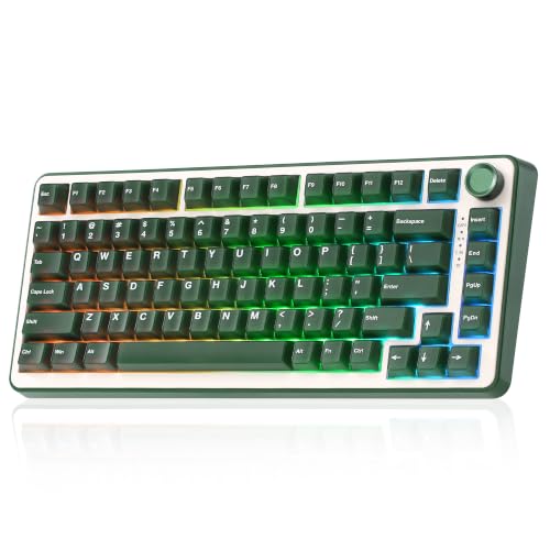 Image of YUNZII B75 PRO 75% Wireless Mechanical Keyboard (Olive Green,Milk Switch) | Hot Swap Keyboard with Knob, Gasket Mount, Creamy Pre-lubed Switch for Smooth Typing, BT /USB-C /2.4G, for Gaming