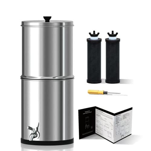 Metadrop Wasserfilter mit Schwerkraft Zufuhr Hohe Kapazität, 2,9 Gallone mit 2 Reinigungselementen,für Zuhause und Reisen Cover