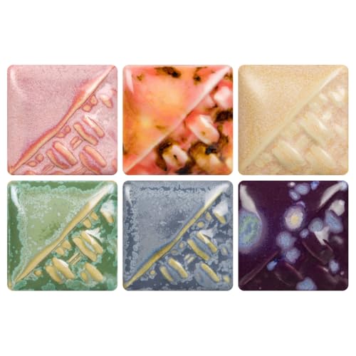 Mayco Stoneware Glazes 6-Pint Kit #4 (SWUAK4) 6 Assorted Colors Layerable Mid-High Fire Cone 5/6-10 (SW) Glazes for Bisque