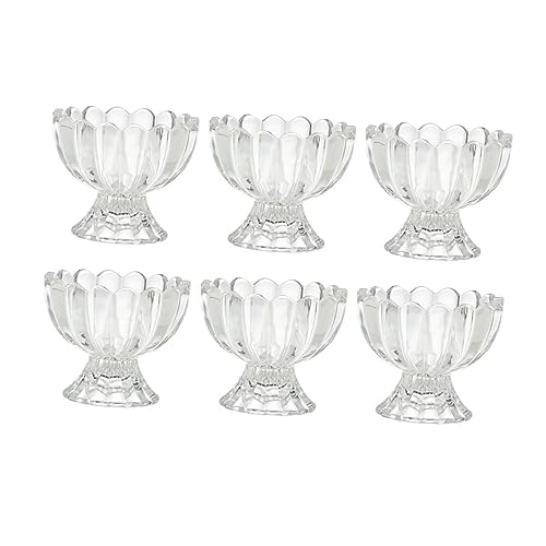 JECOMPRIS Set 6 Gelato Da 100 Ml in Vetro Trasparente Coppette Per Dessert Budino e Frutta Piedini Design Semplice e Per Dolci e Gelato