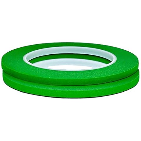 QDiShi 2 Pack 1/4" inch x 60yd Green Painters Tape Easy Removal Thin Narrow Finishing Masking Tape Painting Tape Wall Tape, No Residue and Good Adhesive (.25 in 6MM) Cover