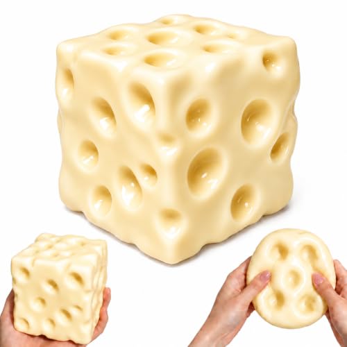 Jumbo Cheese Squishy, Big Non-Rebound Moldable Cheese Squeeze Toy, Soft Petroleum Jelly Filled Squishy, Shape-Retaining Stress Relief Fidget Toy for Teens & Adults-1PC