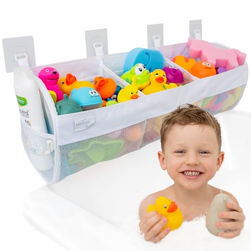 Comfylife Large Bath Toy Organizer – 3 Compartment Bath Toy Holder...