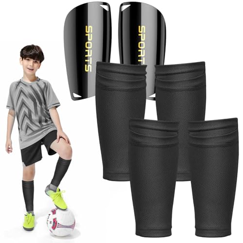 1 Par Espinilleras Fútbol Niño Con 2 Pares Calcetines, Cobertura Antideslizante, Diseño Ergonómico, Mini Espinilleras Pequeñas Para Total Protección