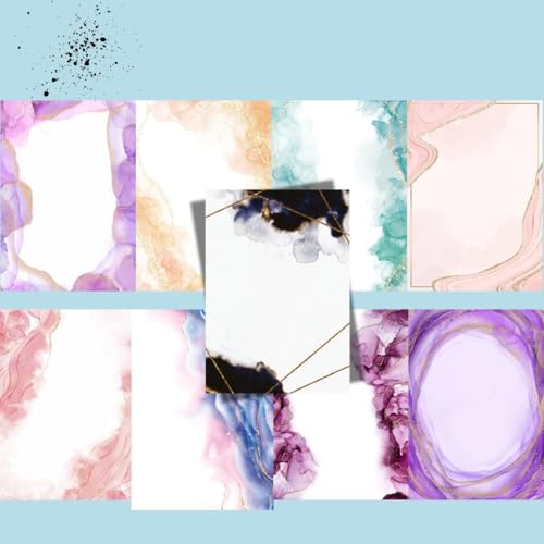 Design Paper DIN A6 Alcohol Ink: 75 Motivpapiere (DIN A6, 220 g/m²), in 25 Designs, 16 Seiten Handlettering-Grundkurs, Softcover