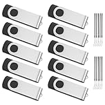 ABLAZE Memory Stick 2GB USB Stick 10 Pack USB 2.0 Flash Drive Swivel Design Pen Drive with LED Light and lanyards for Data Storage (Black)