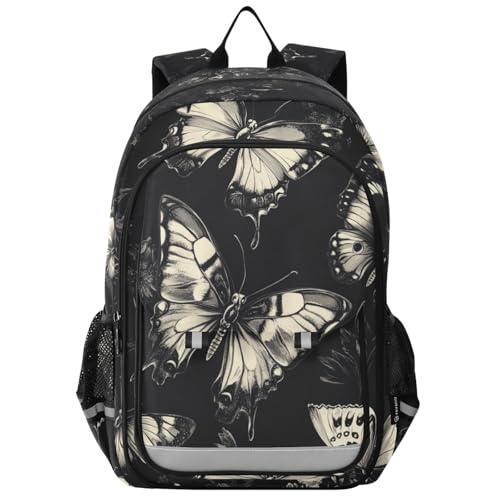 senya Gothic Cool Butterflies Backpack Water-Resistant Bag Lightweight Bookbags with Reflective Strip