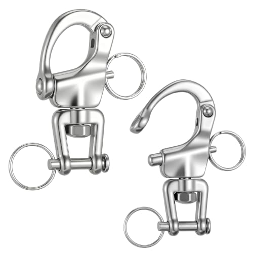 AOZUO 6 Pack Swivel Eye Snap Shackle, 316 Stainless Steel Clevis Swivel Jaw