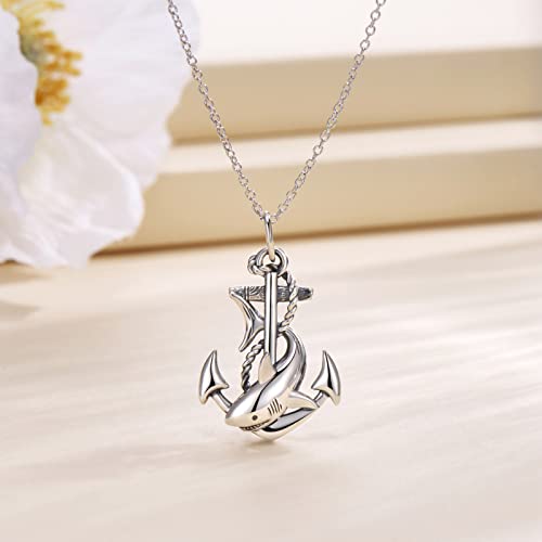 Sczklaq Anchor Shark Necklace For Women 925 Sterling Silver Anchor Pendant Necklaces Sailor Nautical Necklace Jewelry Gift For Women Men Girls #TOP3