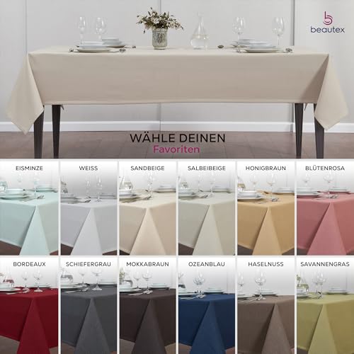 Nappe aspect lin beige 110x180 chemin de table Lina carré