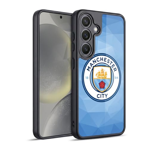 Coque Samsung S24 Manchester City au design géométrique soigné et structure robuste en gel bleu