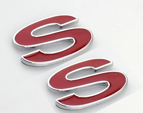 Image of 2Pc 1996-2002 Camaro SS Fender Emblem 3D Badge Nameplate Letter Sticker 12369966R Replacement for SS (Silver Red)