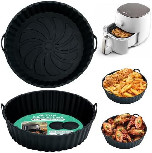 2 Piezas Molde Silicona Freidora De Aire, Moldes Silicona Freidora Aire, 20cm Más Grueso Accesorios Freidora De Aire Recambio Reutilizable Para