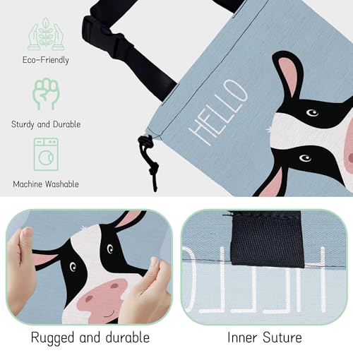 Image of Cute Cow Car Garbage Bag,Waterproof Small Car Trash Bag Hanging Back of Seat,Drawstring Hanging Car Trash Bag with Adjustable Buckle for Car Accessories
