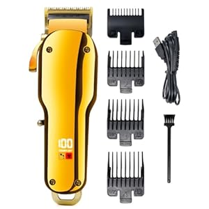 Professional Hair Clippers for Men, Professional Hair Clipper LED Display Hair Cutting Machine Set for Men USB Charging Gold Hair Trimmer