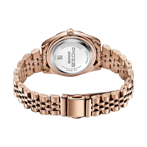 Image of Sonata Golden Hour Quartz Silver Round Dial Women's Stainless Steel Material Watch - SP80118WM01
