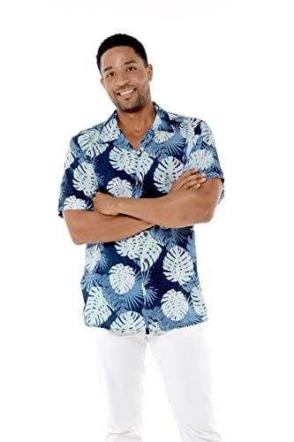 Image of Matchable Couple Hawaiian Shirt or Dress Signature Prints Pacific Palm | Sold Individually; Matchable Couple Collection; Soft Comfortable Fabric; Signature Tropical Prints; Vacation Ready